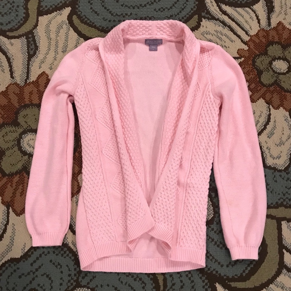 Baby Pink Laura Scott Knit Cardigan- sz Small